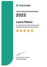 Certificado de Excelencia 2025 de Doctoralia otorgado a Laura Matos, psicóloga en La Orotava