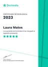 Certificado de Excelencia 2023 de Doctoralia otorgado a Laura Matos, psicóloga en La Orotava